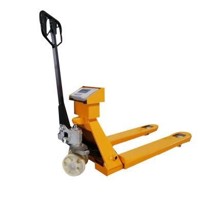 Weigh Scale 2500kg Manual Hydraulic Jack Hand Pallet Truck with Nylon Wheel