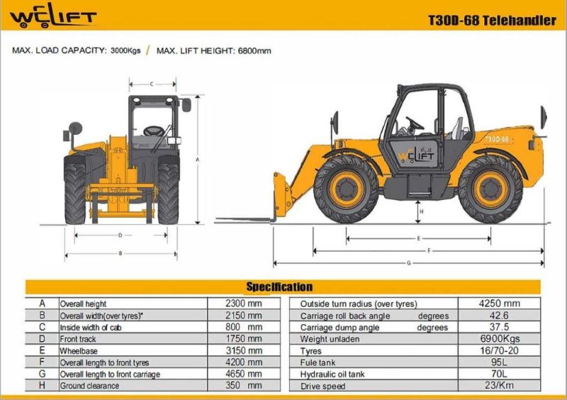 Welift Brand New Telehandler Telescopic Forklift 3 Ton 7m Farmer and Agriculture Equipment From Factory Manufacturer Telescope Truck