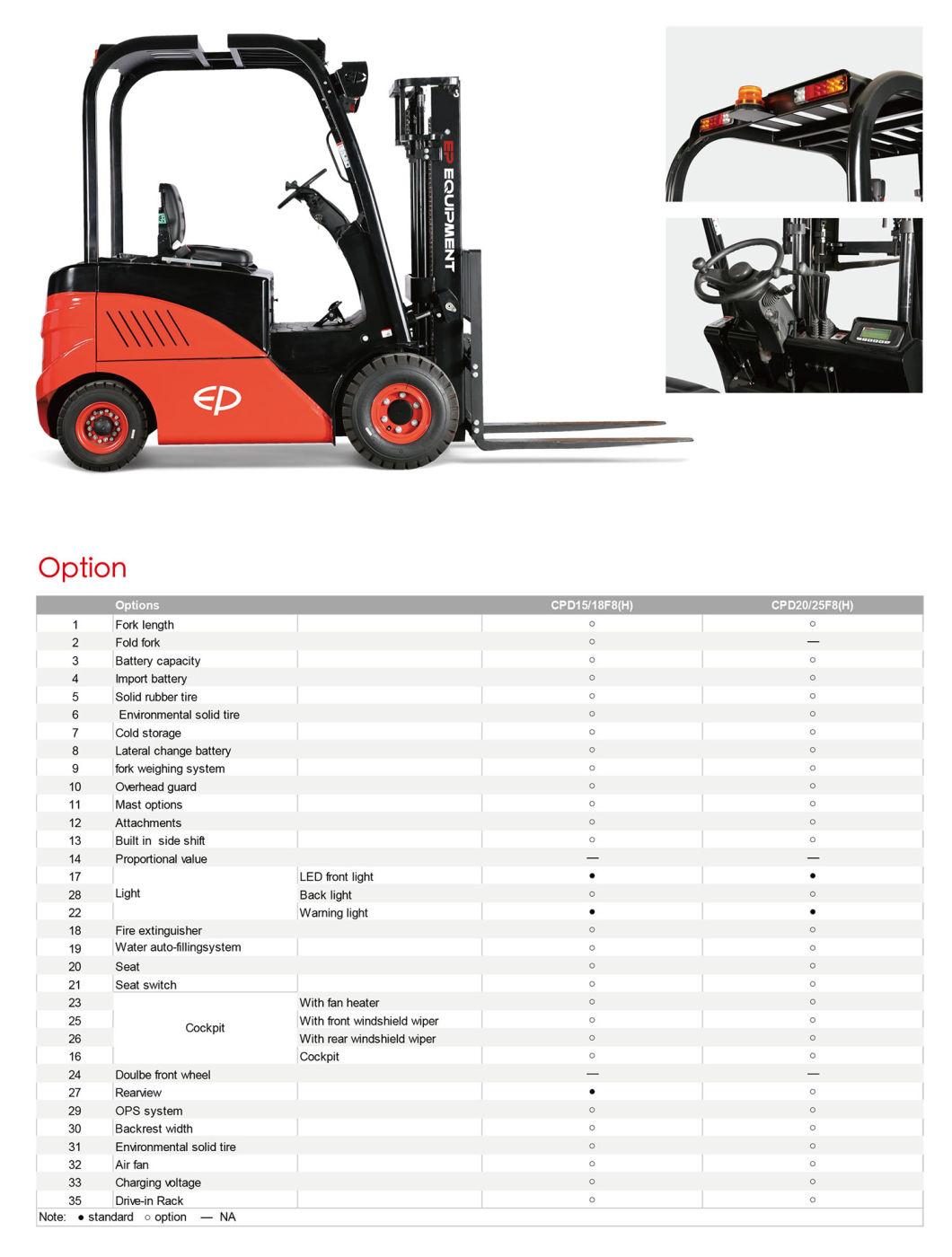 1.5t Excellent Performance Electric Counter Balanced Forklift Truck