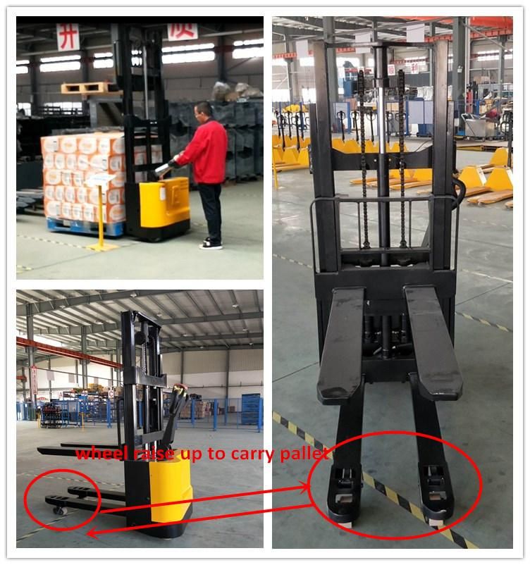 Warehouse Walkie Forklift 1t 1.5t 1.6-4m Double Lift Electric Pallet Stacker Price