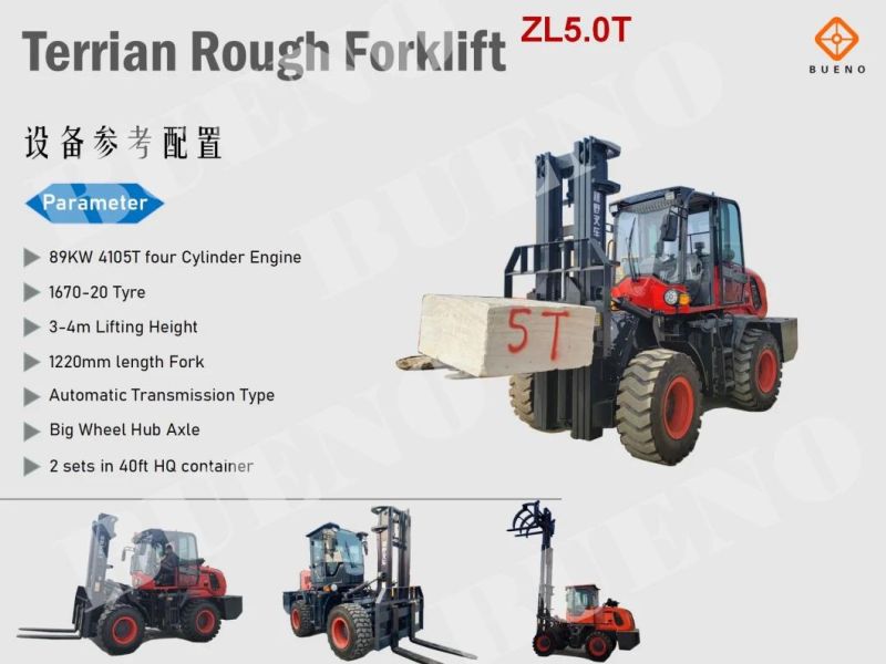 Bueno China Manufacturer 3ton 4ton 5ton 6ton off Road All Rough Terrain Diesel Forklift Price for Sale