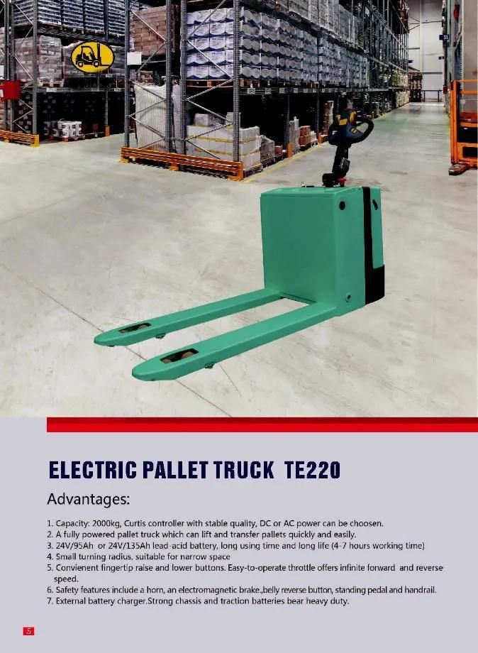 Battery Pallet Forklift 2 Ton Electric Pallet Equipment 1.5 Ton Pallet Trolley Jack Warehouse Electric Pallet Truck