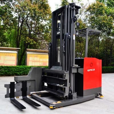 Gp Brand High Quality 1.0t/1.2t/1.5t Stand-on 3 Way Electric Forklift Truck with Lifting Height4-8m (ETT15-55)