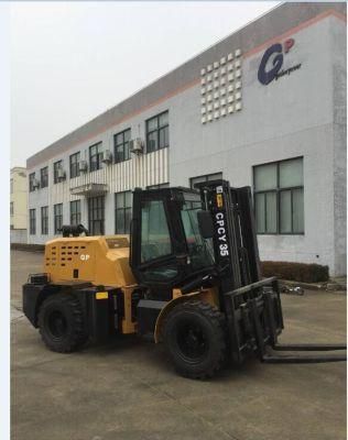 China Gp Brand 3.5ton Lifting Height 3m 4m 5m Rough Terrain Diesel Powered Forklift Truck