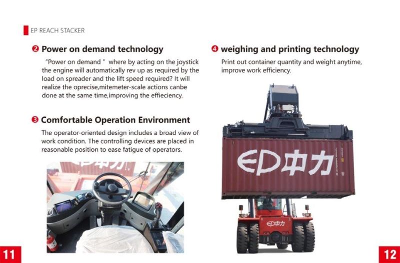 Ep Diesel Power Reach Stacker 45t Container Forklift with Power Engine