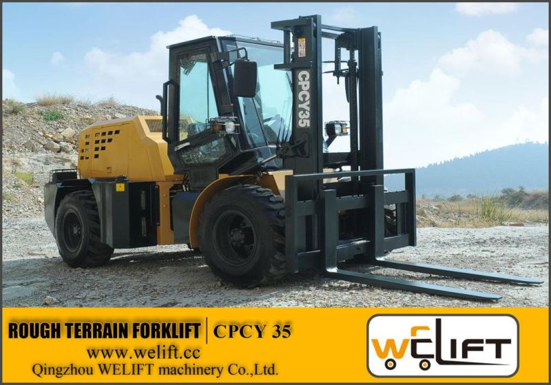 Welift 3.5t Rough Terrain Forklift Custom Made All Black 4WD Forklift