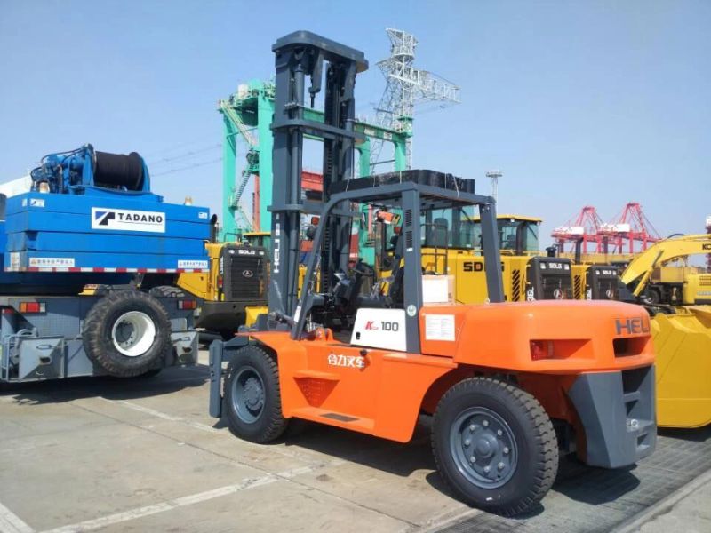 Heli China Top Brand 10 Ton Heavy Duty Diesel Forklift Cpcd100 with Triple 4.8 Meters Mast and Side Shift