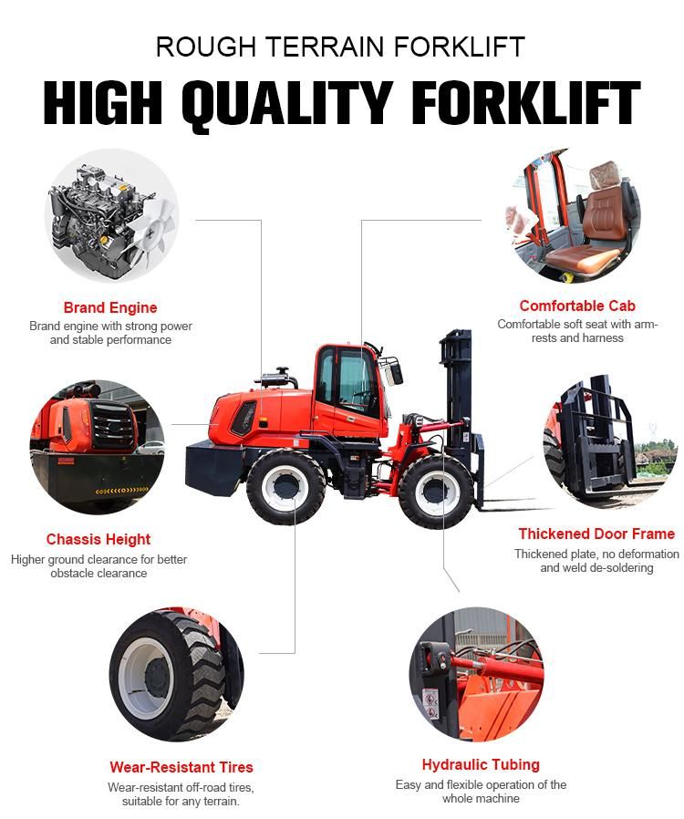 China Cheap 3 Ton 5 Ton 4X4 All Rough Terrain Diesel Forklifts Trucks for Sale Price Rough Terrain Forklift for Sale