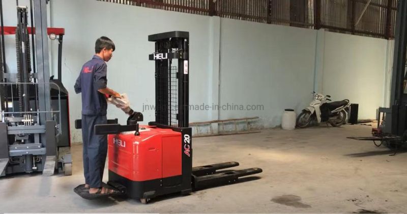 Heli Mini Electric Pallet Truck 1.2ton 1.6 Ton 2 Ton Pedestrian Type Electric Stacker Forklift Pallet Stacker Power Pallet Fork Lift AC Motor Battery Stacker