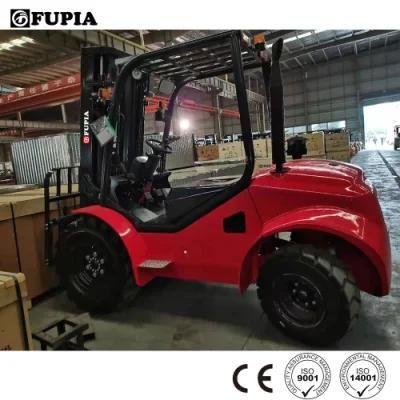 Construction Machine Forklift off Road 3.5 Tons 5m All Terrain Forklift with Triplex Full Free 5m Mast