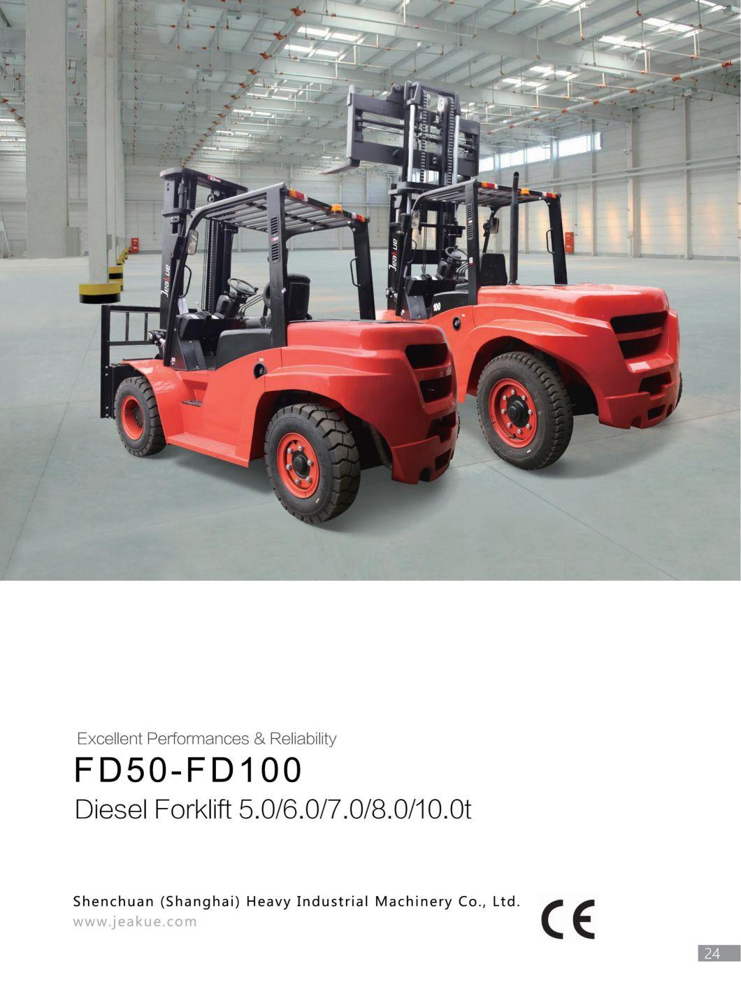 Jeakue Hot Sale 5ton 6ton 7ton 8ton 10ton Diesel Hydraulic Forklift with Spare Parts