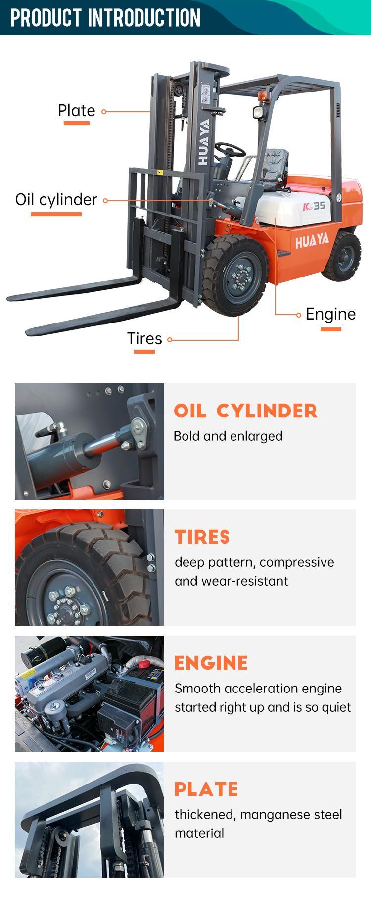 Hot Sale New HUAYA 1 Ton 2.5 Ton 3 Ton Diesel China Forklift Truck ODM/OEM Fd25 Forklift Logistics Machinery with CE and Euro5/EPA Engine Handling Equipment