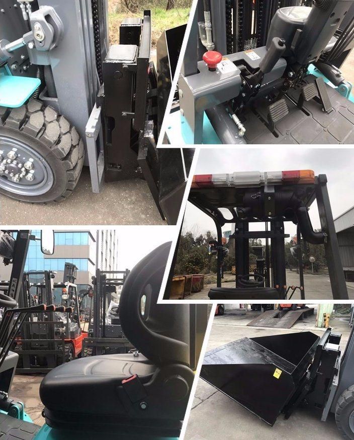 Ltmg 2ton 3ton 4ton Diesel Forklift with Paper Roll Clamp, Hinged Bucket and Bale Clamp Forklift Attachment