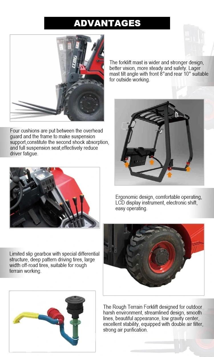 Ltmg Small ATV 3.5 Ton 3 Ton 4 Ton Articulated 4WD Rough Terrain Forklift for Sale