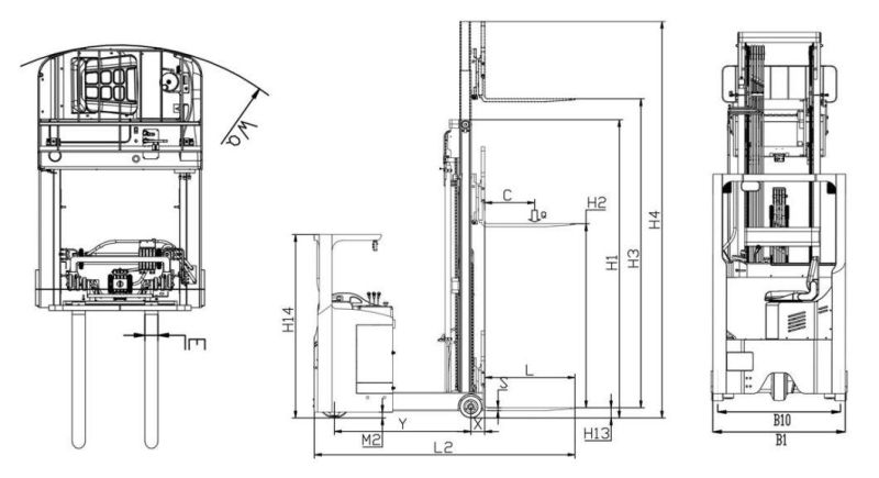 1.5ton 1500kg 1.5t Seated Electric Reach Stacker Truck Battery Stacker 1.6m 2m 2.5m 3m 3.5m 4m 4.5m 5m 5.5m 6m 6.5m 7m 12m Mast with CE ISO