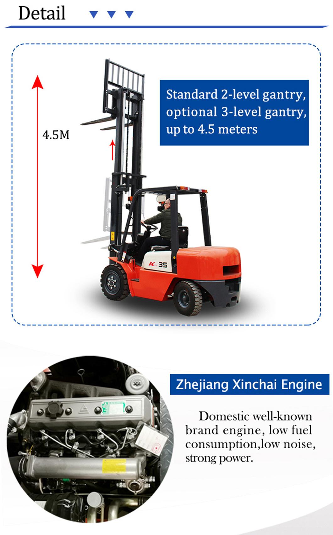 Diesel Engine Fully Hydraulic Side Forklift 4X4 Forklift 2 Ton