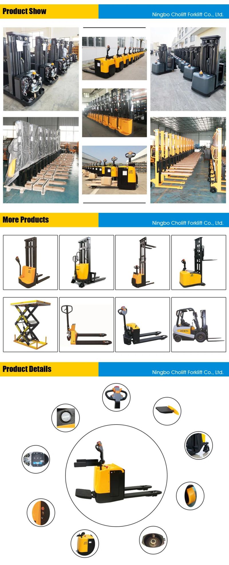 Ningbo Cholift Factory 1.5ton Full Electric Forklift Price