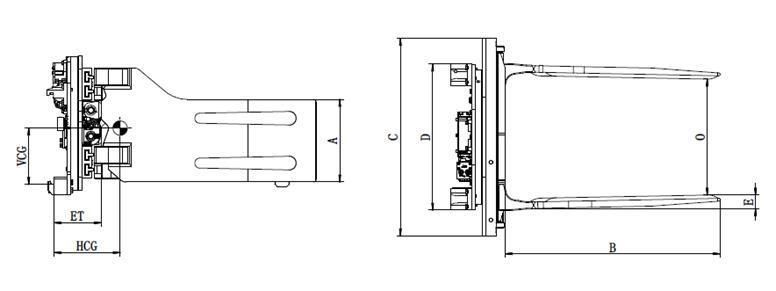 Heli Forklift Telehandler Attachment 9t Revolving/Sideshifting Bale Clamps