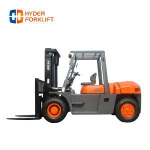 8000kg Diesel Type Forklift with Solid Tire, Side Shift, Full Free Mast, Cabin