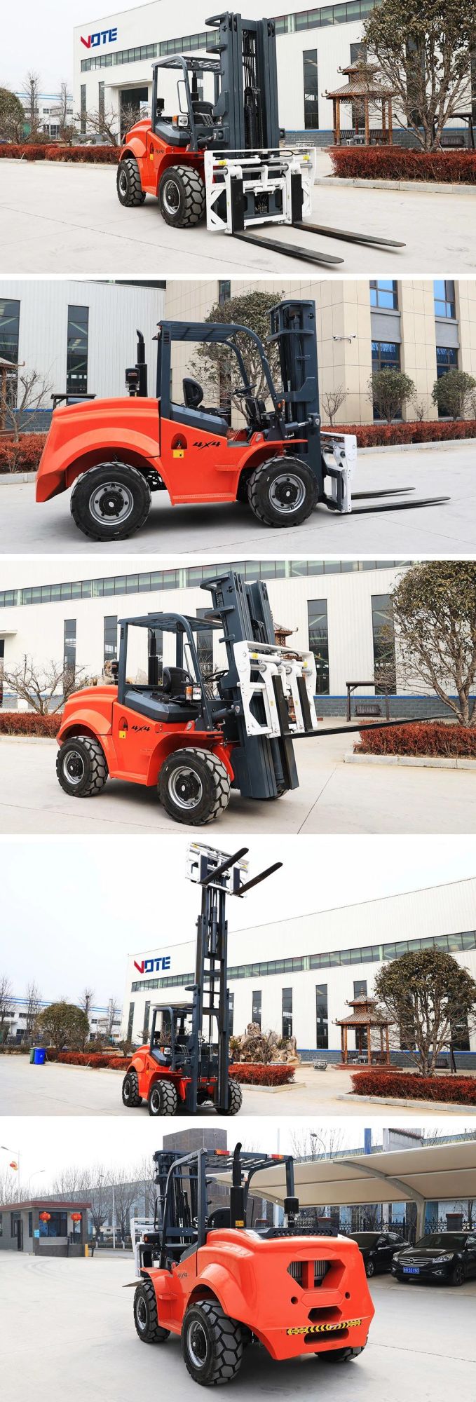 Best Cheap Diesel Engine Rough Terrain Forklift Rotator with Bucket Log Forks