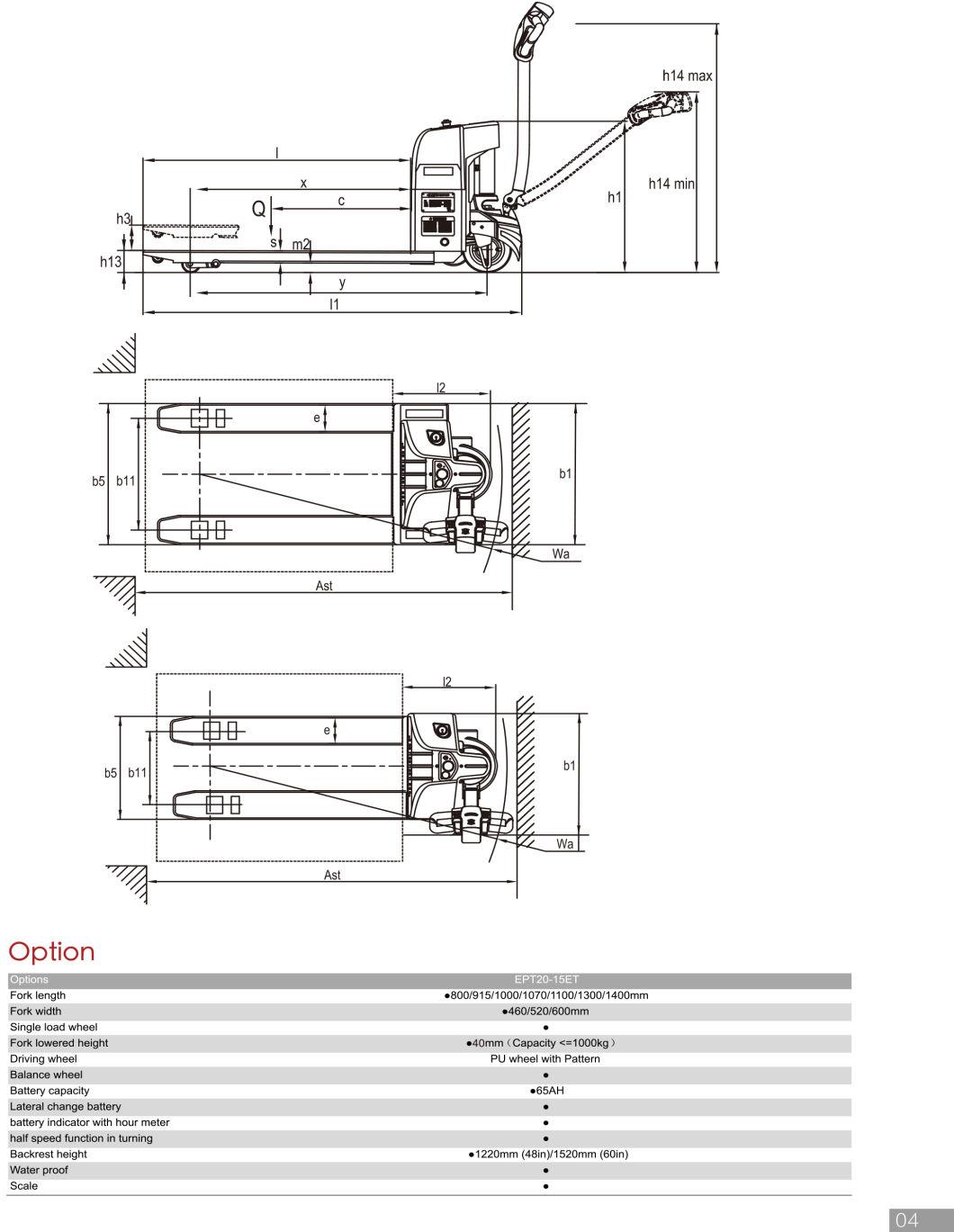 China Vift 1500kg Electric Pallet Jack Forklift Hydraulic AC Motor Scale Wireless Display Screen