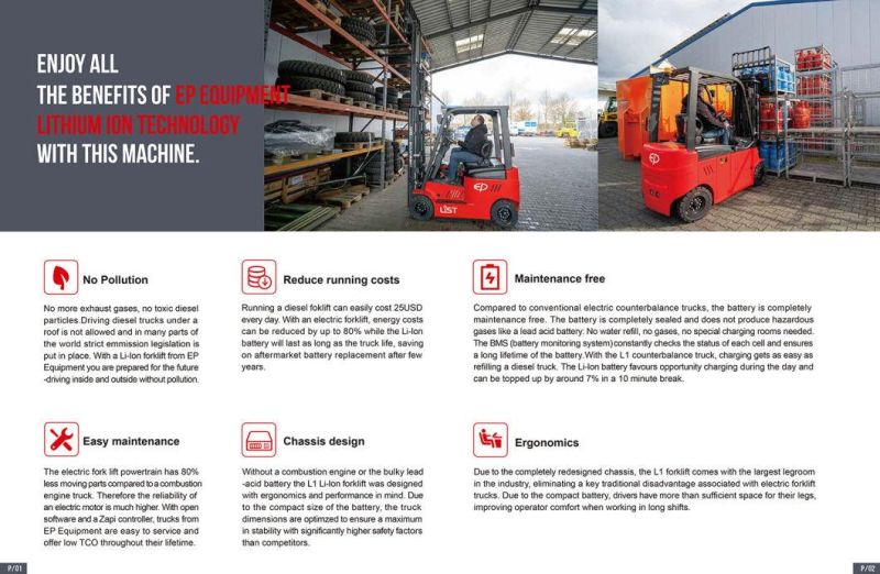 3.5 Ton High Power Waterproof Design First Real Lithium Battery Forklift