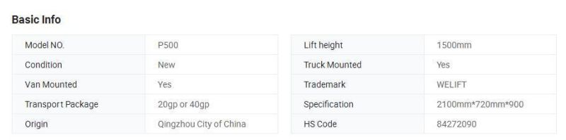 Electric Pallet Truck Mounted Forklift 500kg