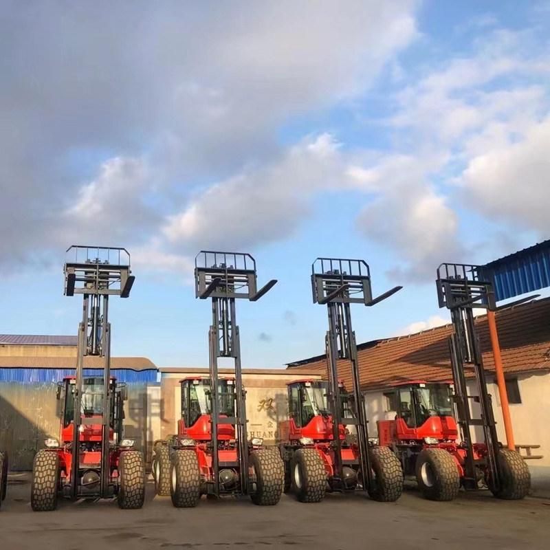 3 Ton 4ton 5 Tons Rough Terrain Forklifts Lifting Equipment 4WD Wheel Drive Rough Terrain Forklift with Cab