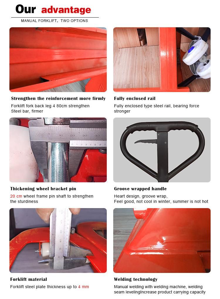 3 Ton Rubber Wheel Hydraulic Hand Pallet Truck with CE GS Tested