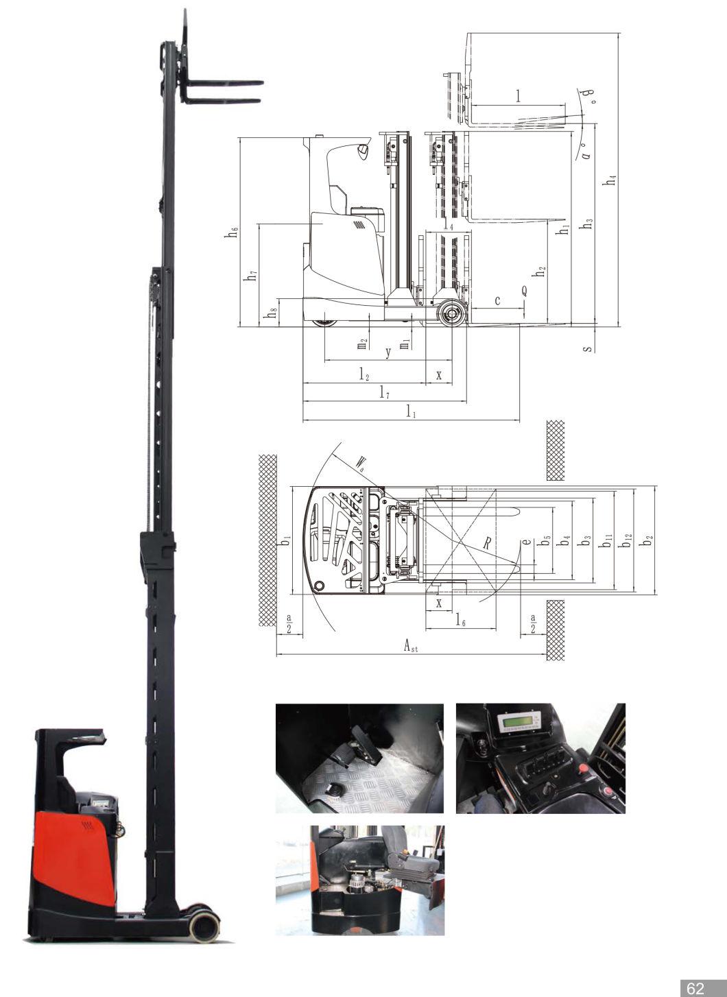 Vift 2ton Sit-Down Electric Reach Truck, Electric Forklift 7m, 8m, 10m, 12m Lifting Height