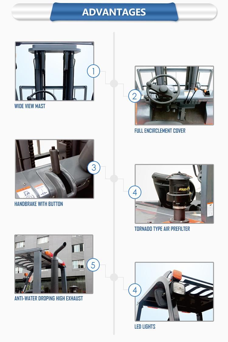 Diesel Forklift Truck 10 Ton Hydraulic Forklift with Spare Parts