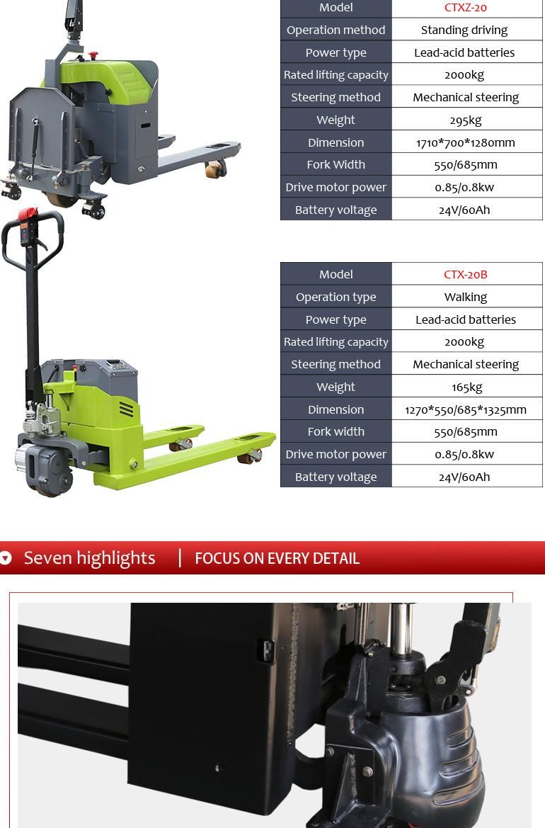 Mini Self Loading 2000kg Pallet Truck Stacker