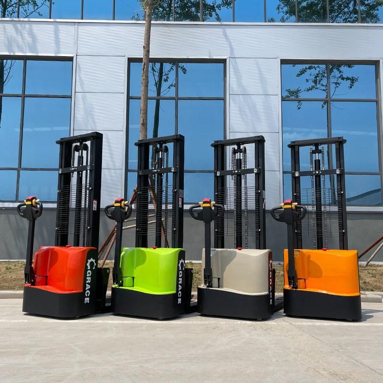 1 Ton 1.5 Tons 2 Tons Full Electric Walkie Stacker 3m 3.5m Chinese Pallet Stacker 1200kg 1500kg
