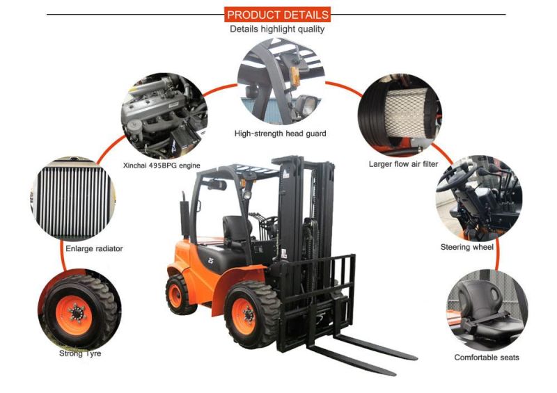 Titan Brand New 2.5ton Forklift Machine Diesel Engine Ce Wheel Diesel Power Forklift with 3m Lifting Height Container Mast