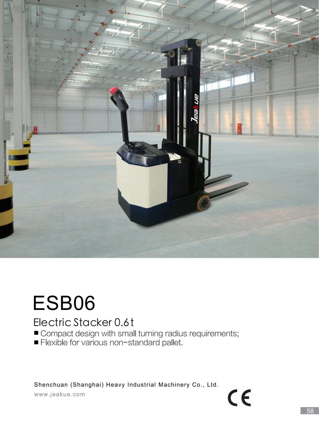 600kg Material Handling Equipment Battery Powered Pallet Stacker Electric Counterbalance Stacker