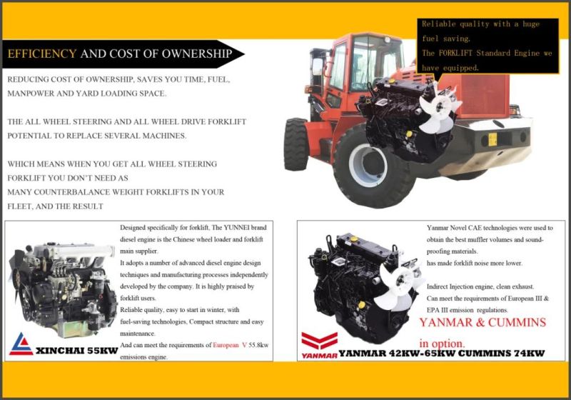 4 Wheel Drive Diesel Engine 4 Ton All Rough Terrain Forklift