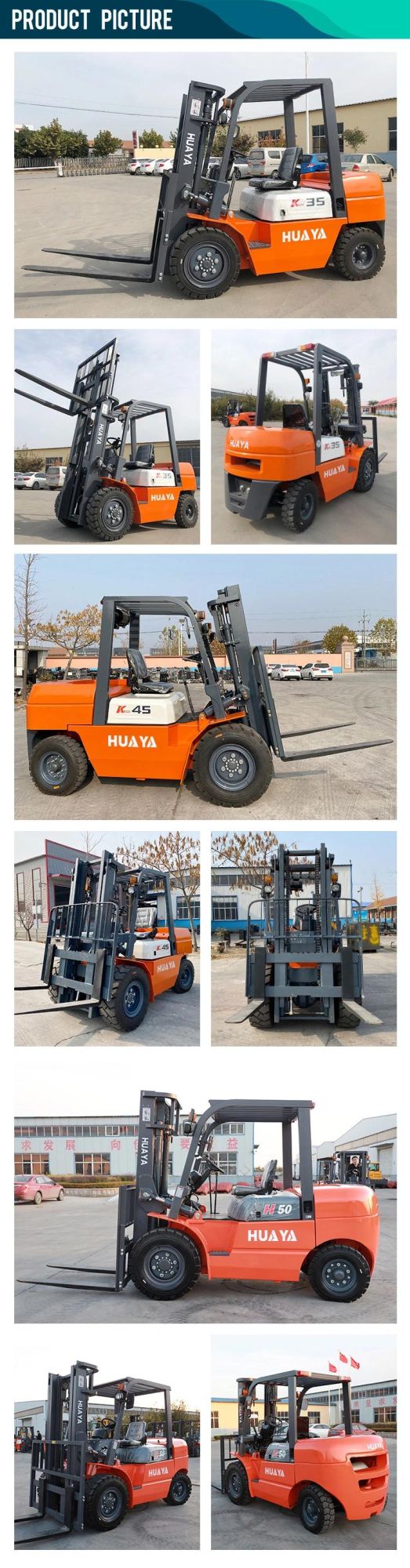 OEM 5000kg Diesel Huaya Container Factory Fork Truck China Forklift for Sale