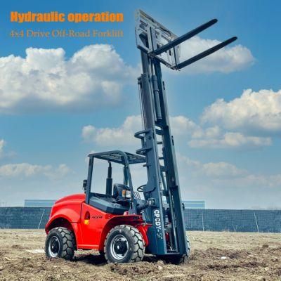 Hot Sale 4X4 Wheel Drive Forklift Rough Terrain Forklift Truck 3.5 Ton Offroad Forklift with Cabin in Europe