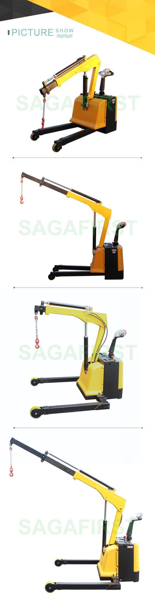 700kg 1000kg Hydraulic Full Electric Cargo Pick up Workshop Crane with CE