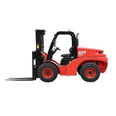 CE Certified Diesel 3.5 Ton All Rough Terrain Forklift with A/C Cab off Road Tires