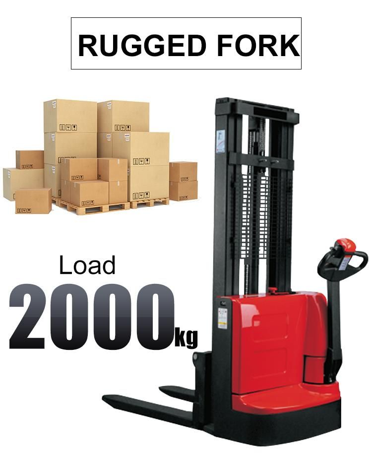Low Price 4400lbs 1.6m Electric Walkie Straddle Stacker Economical and Practical Stacker Forklift