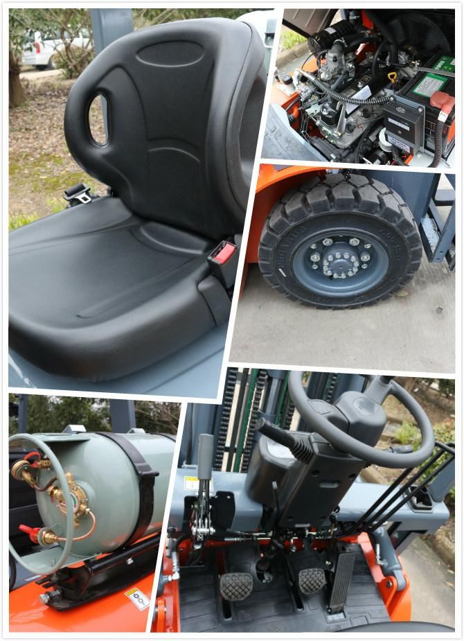 3.5ton Gasoline Forklift with Impco System Container Mast 4.7m Chariot Elevateur