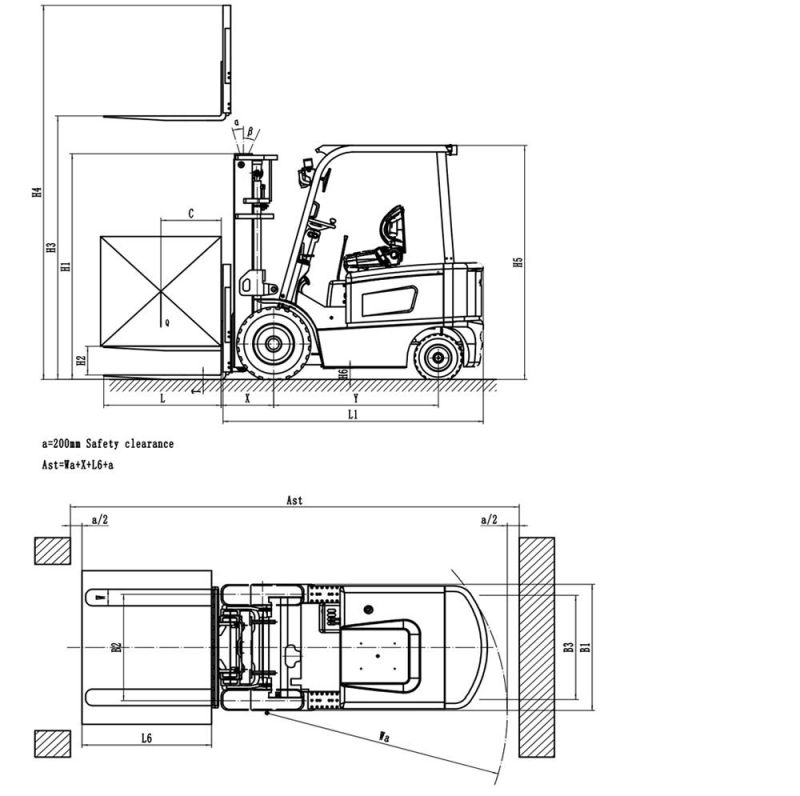 Vsm Fb30 3ton 3t 3000kgs Battery Forklift Truck, Electric Forklift Truck