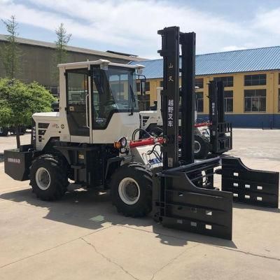 4WD 3.5 Ton Diesel Rough Terrain Forklift with Soft Clamp