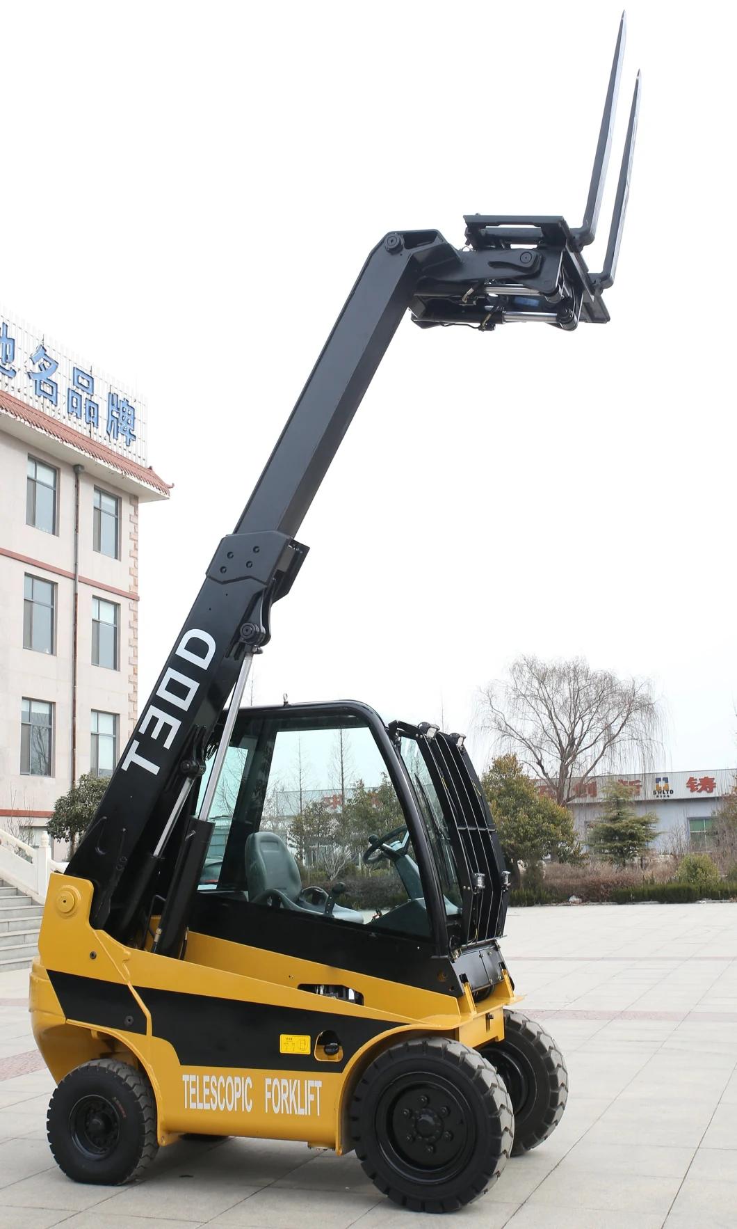 3t Compact Structure Telescopic Forklift 2WD Telehandler Manufacture with Loader Bucket