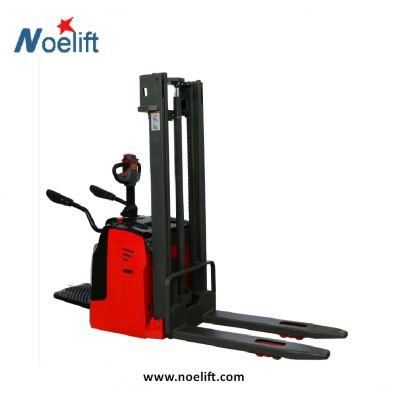 1500kg 4m Full Electric Stacker with Duplex Mast, PU Wheel Battery Stacker