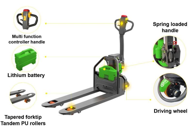 1.5 Ton 1500kg Electric Pallet Jack Truck Used in Shop and Supermarket
