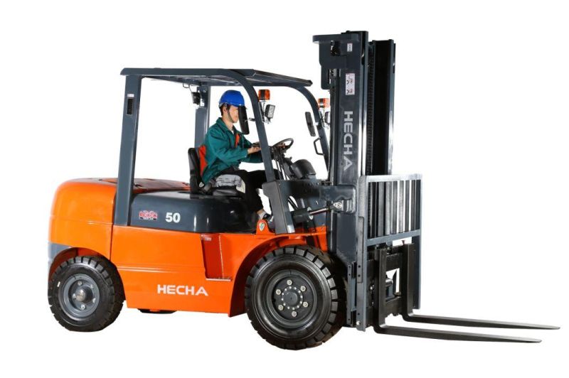 Hecha 5 Ton Diesel Forklift for Container Using with 3 Stages 4.5m Mast