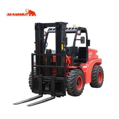 China Manufacture 4WD Diesel 3ton 3000kg Terrain Rough off All Road Forklift