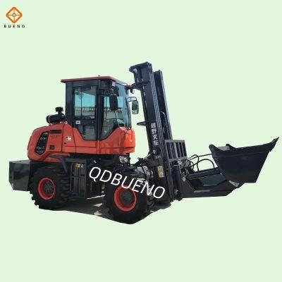 Bueno Brand 5m Lifting Height All Terrain Diesel Forklift 3 Ton 3.5 Ton 4 Ton 5 Ton Rough Terrain Forklift with CE Certificate